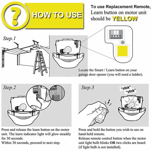 Universal Electric 315mhz Garage Door Cloning Remote Control Gate Opener Key Fob - Picture 5 of 13