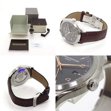 BAUME&MERCIER Men's Watch Clifton Dual Time MOA10111 Automatic SS Leather Date 2