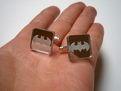 Batman Cuff Links, Laser Cut Rectangle Mirror Plastic mirror border