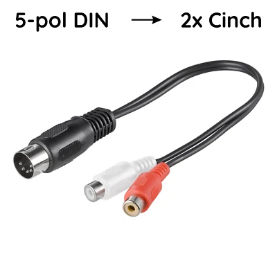 S-CONN 5 polos DIN macho a 2x RCA hembra adaptador diodos estéreo cable de audio 20 cm