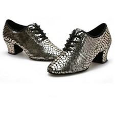 Damen Ballsaal Tanzschuhe Leder Latein Walzer Tango Weich Laufsohle Gold Neu