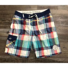 American Eagle Mens Medium Multi Color Plaid Swim Board Shorts