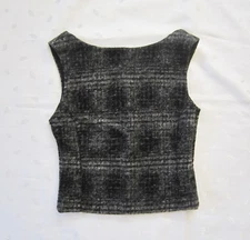 Banana Republic Fuzzy Wool Blend Plaid Vest Sleeveless Top w/ Cut out Back Sze 0