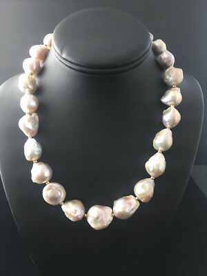 Barock Perle Navajo Sterlingsilber Perlenkette 18'' 10007