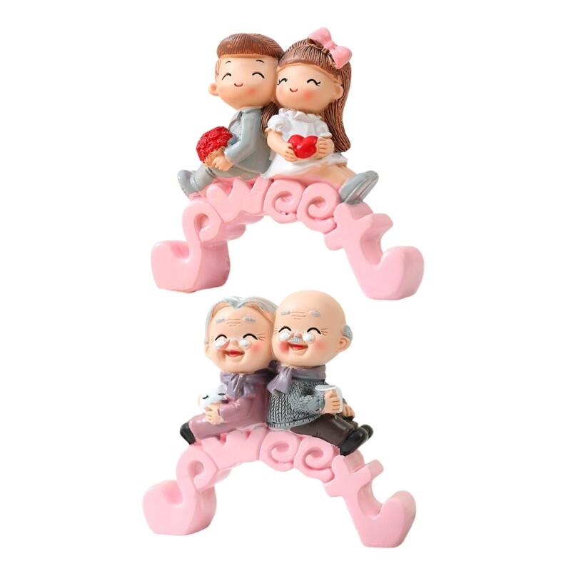 Resins Elderly Couple Figurines Cake Toppers for Weddings and Anniversaries