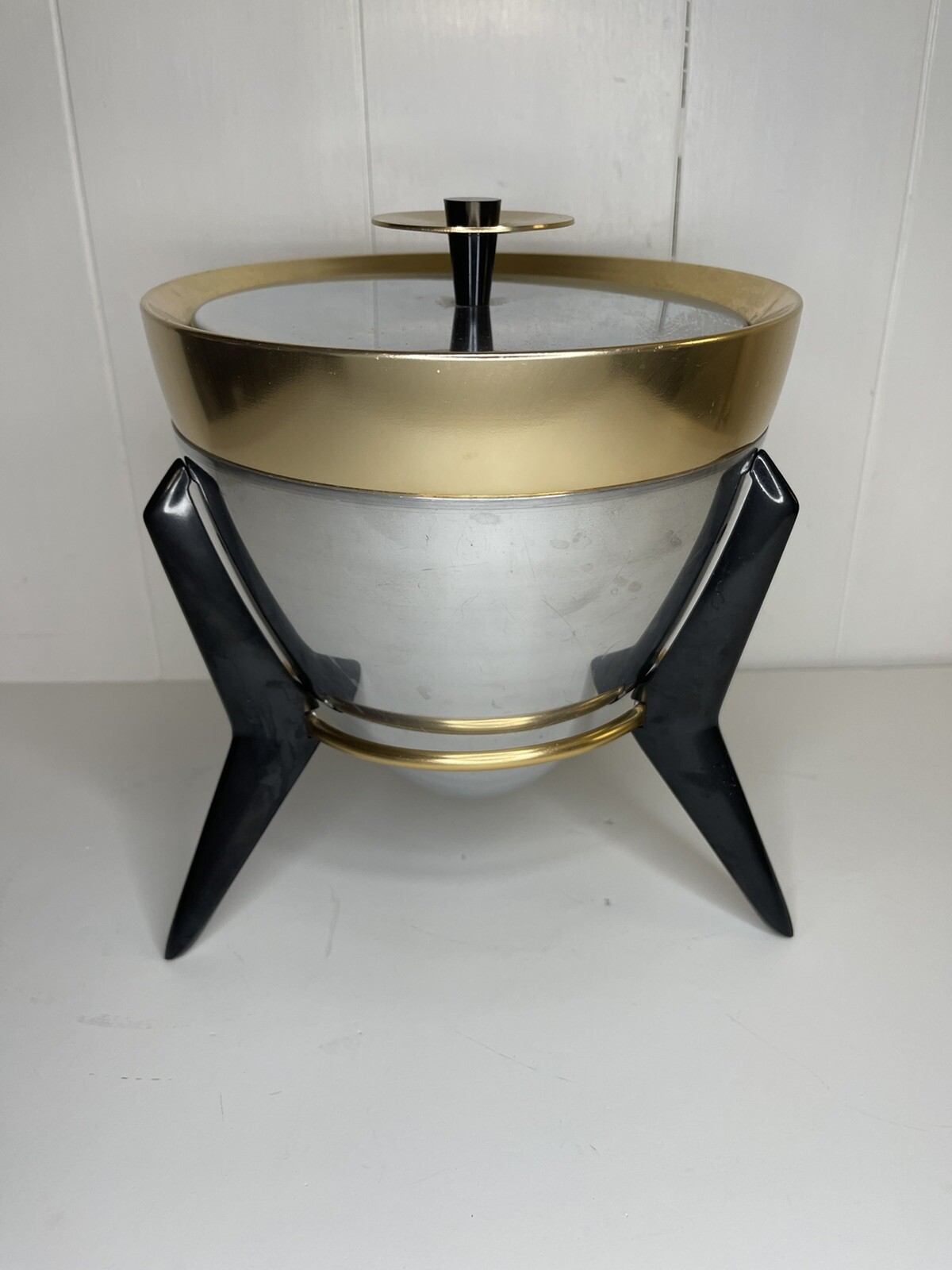 Cubo de hielo bala era atómica cobre aluminio moderno de mediados de siglo MCM raro ***LEER