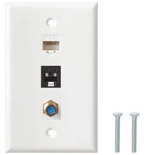 Ethernet Phone Coax Wall Plate 1 Port Cat6 Keystone 1 Port Rj11/rj12 Cat3 Keysto