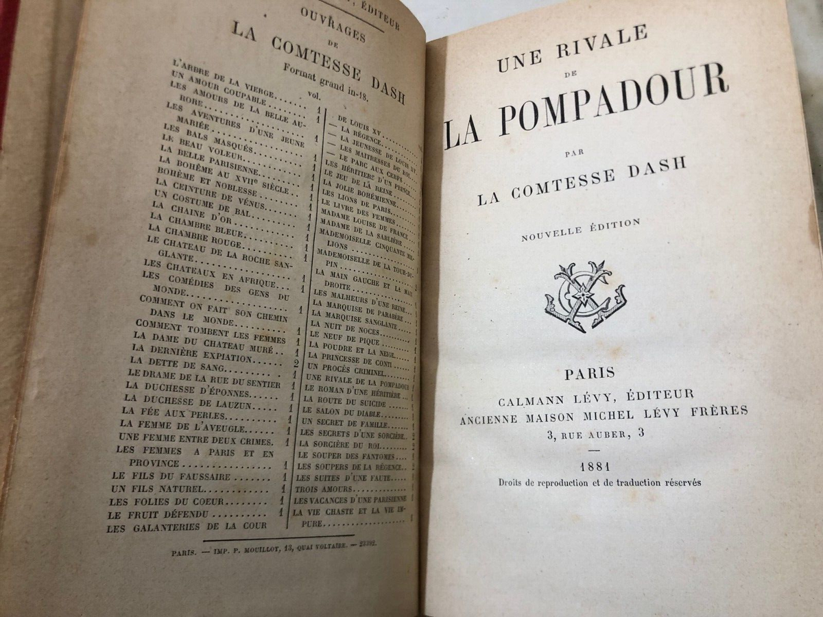 Antico Libro Comtesse Dash Une rivale de La Pompadour 1881
