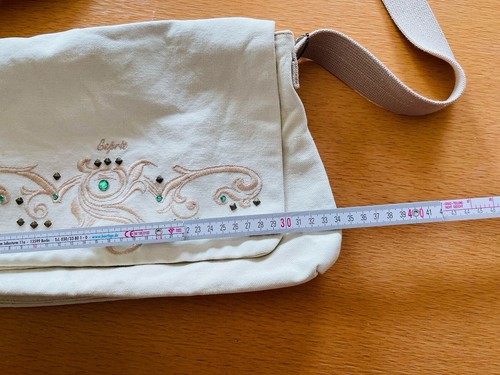 super schöne Handtasche Esprit beige Sommer Baumwolle vintage 🌺 mit Steinchen - Bild 14 von 21