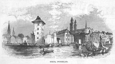 Zurich, Switzerland - The Tuileries of the Louvre at Paris - 1855 Antique Print