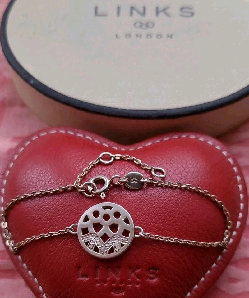 Genuine Links London Timeless Diamond & Sterling Silver Bracelet 6.25-7.5" 3.38g - Image 2 of 4