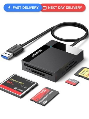 UGREEN SD-Kartenleser, 4-in-1 USB 3.0 zu SD CF TF MS-Kartenadapter, 5Gbps...