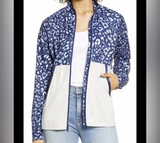 Tommy Bahama Jacket Women Medium Blue Leopard Island Zone Full Zip Stretch Sm