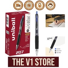 Uni-Ball Signo 207, 12 Pack 1.0mm Bold Blue Gel Pens - Water Resistant, Smooth