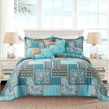 Oversized King Size California King 108" 118" Green Chic Floral Pattern