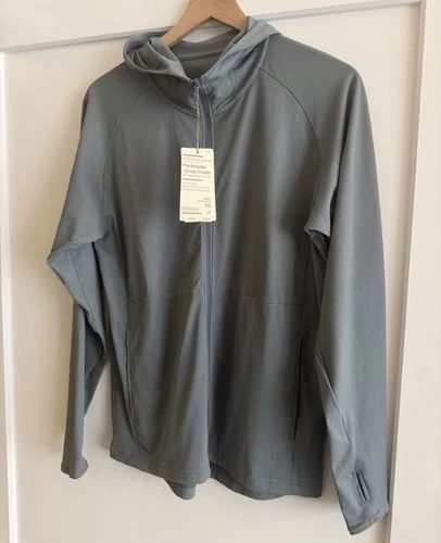 Muji Men’s Hooded Zip Jacket In Smokey  Green XS - product listing photo