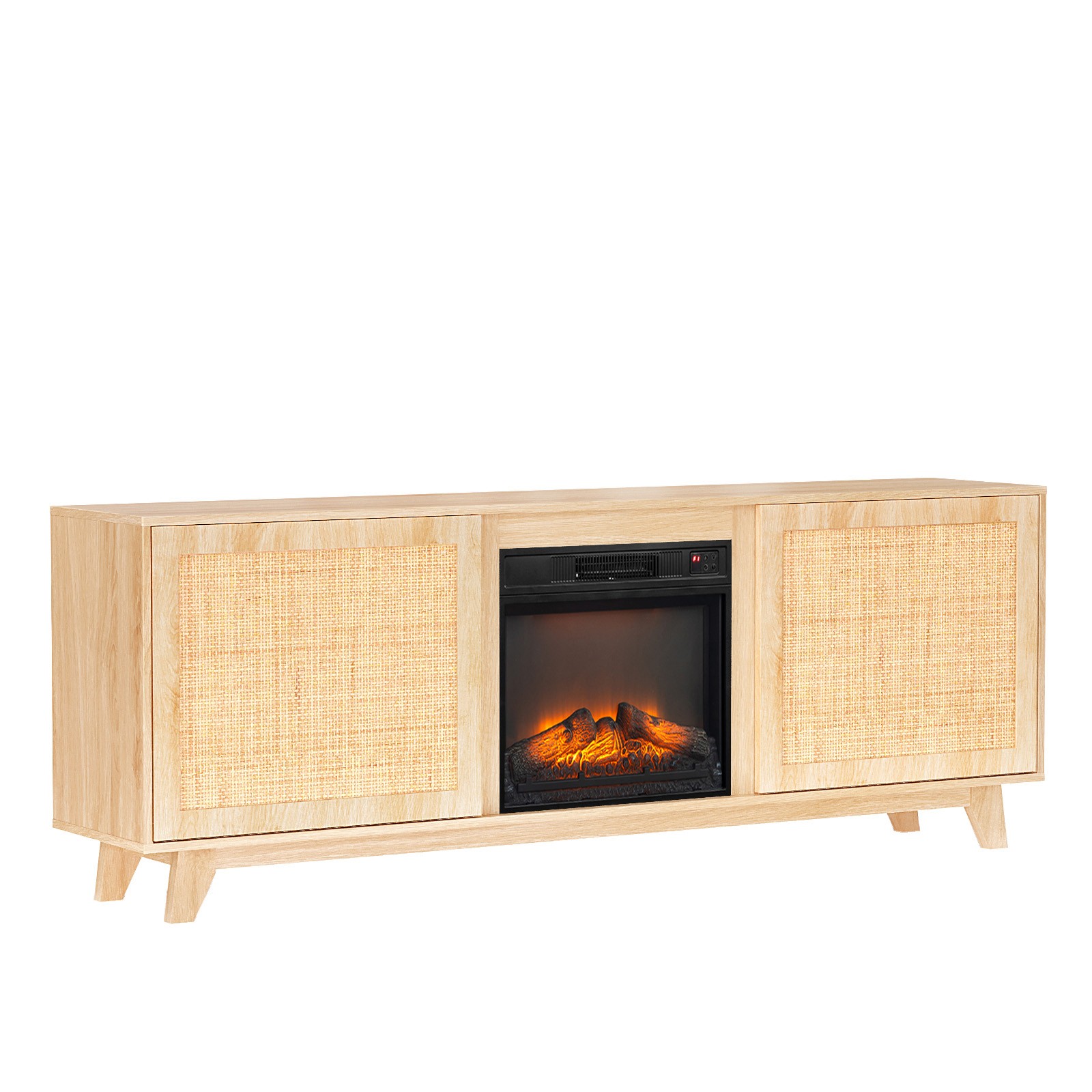 W/ 2 Doors & Rattan Front, For Sert,low-profile Design