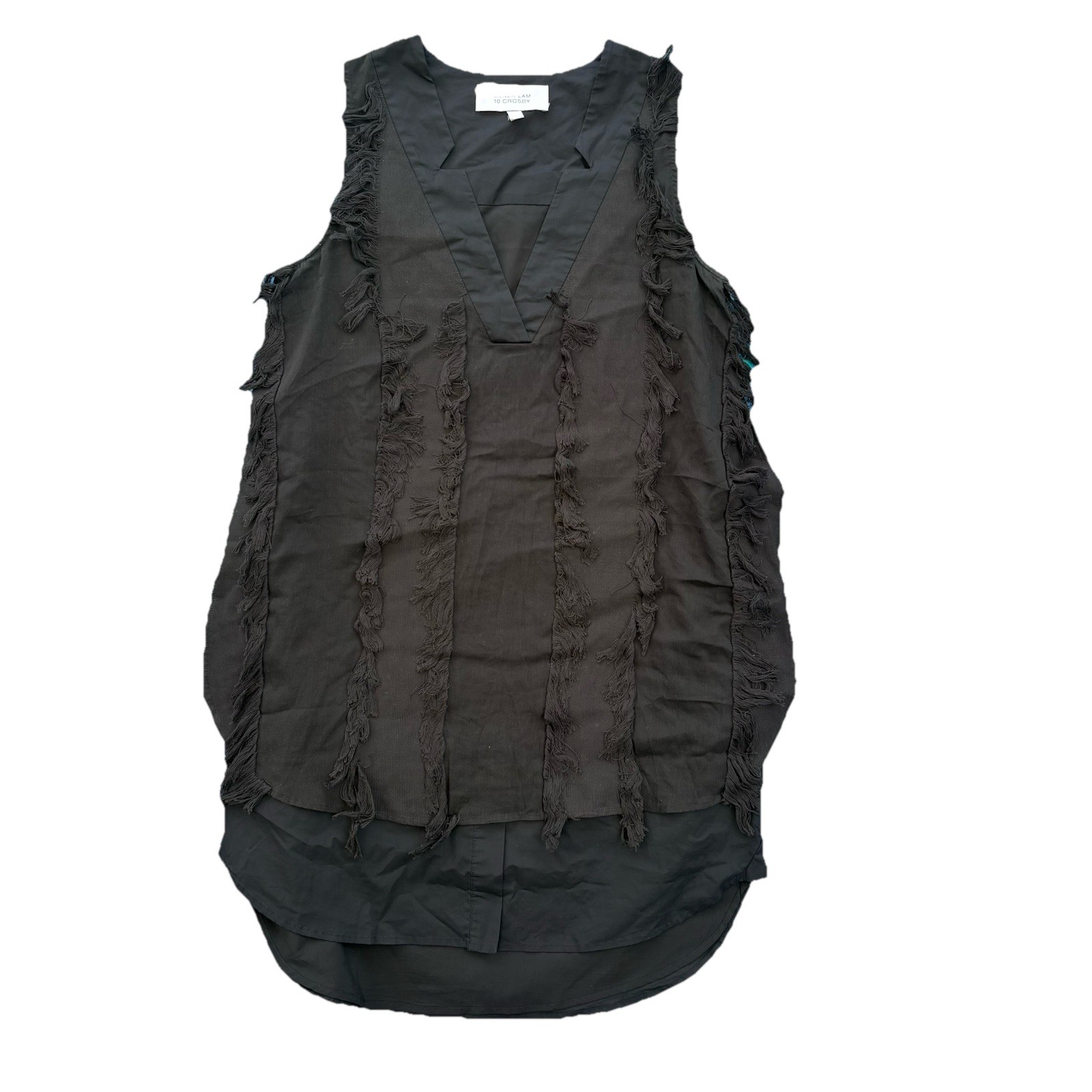 Derek Lam 10 Crosby Black Sleeveless Women’s Blouse Tunic Size 4 Cotton Silk Ble