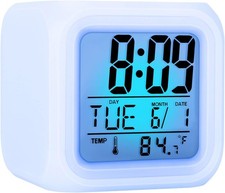 Alarm Clock with 7 Color Changing Night Light, Digital Kid Alarm Clocks with Sno