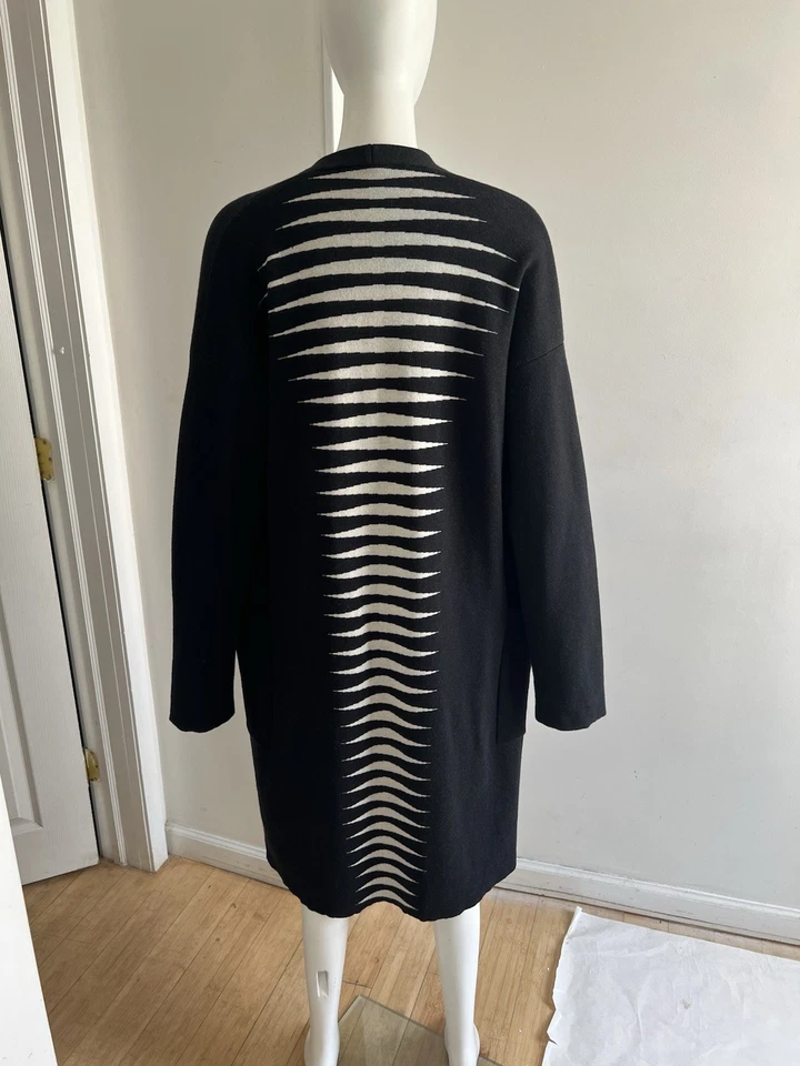 Cárdigan Suéter Haider Ackermann Negro Lana Mezcla Seda Longline Frente Abierto S Foto 3 de 4