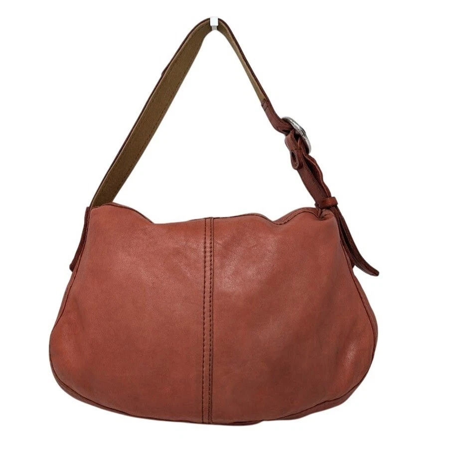 Bolso Hobo Lucky Brand Stash Cuero Rojo Marrón Envejecido Solapa Bolsillo Boho Foto 2 de 4