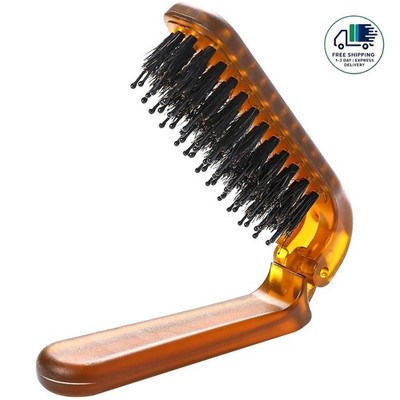 Cepillo de pelo plegable de cerdas de jabalí para viaje, para mujeres y hombres