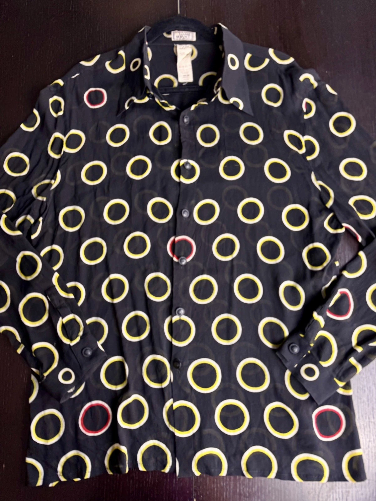 Versace — Vintage GIANNI VERSACE Slightly Sheer Silk "Circles" Shirt Sz 52/L RARE!!