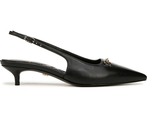 Zapatos de salón Sam Edelman para mujer de cuero negro Farrah con tacón de gatito punta puntiaguda - Imagen 2 de 5