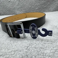 Dutyman Garrison Belt 42 Black Silver Buckle Plain 1.75 Inch Law Enforcement EMT