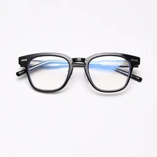 Square Plastic Glasses Frame Women Men Silver Accents Eyeglass Transclucent Gray