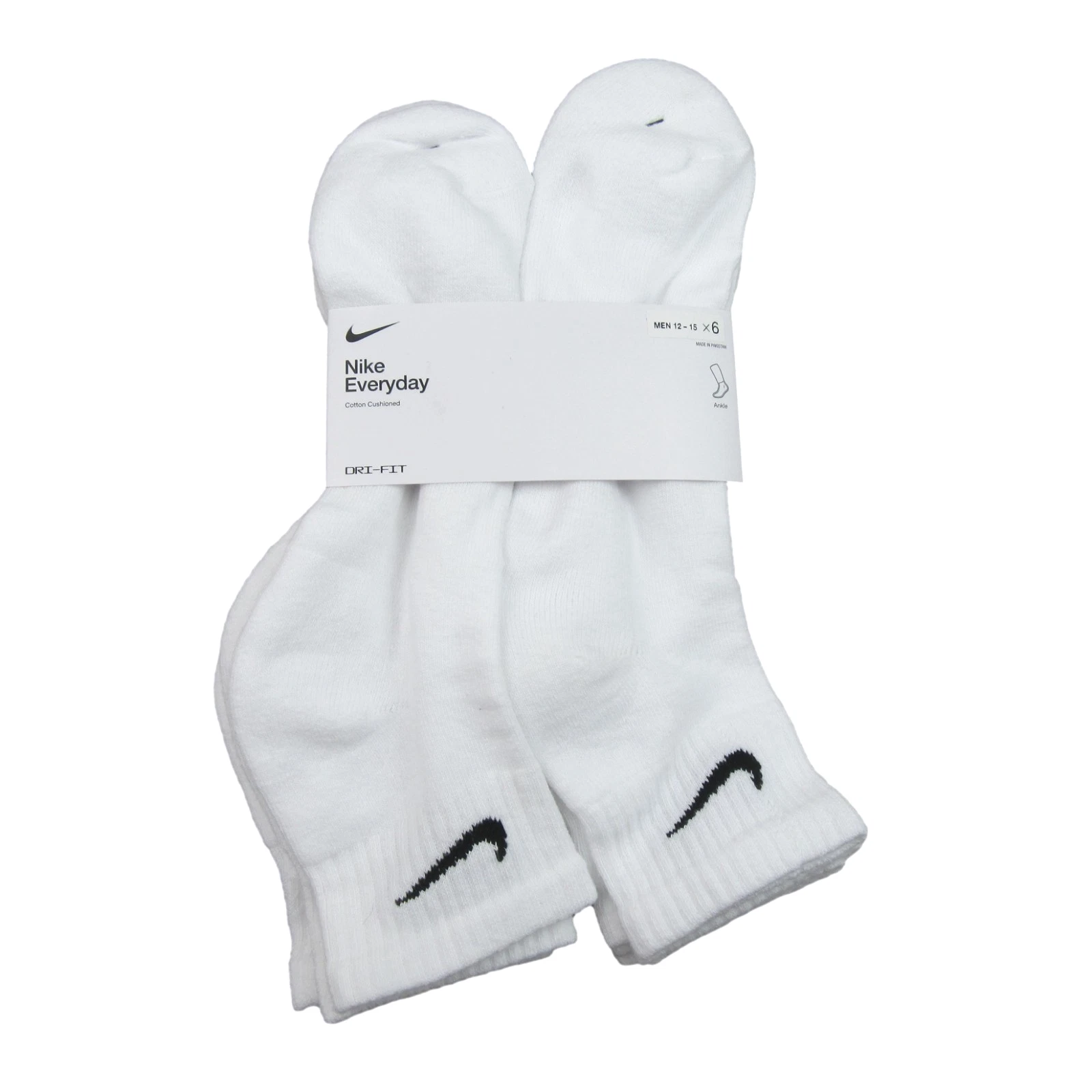 Nike Everyday Ankle Socks 6 Pack Men's Size XL 12-15 White NEW SX7669-100