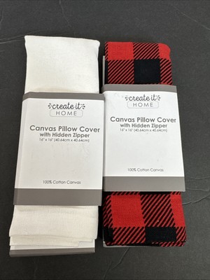 Two Create It Home - Canvas Pillow Covers With Hidden Zipper 16x16 - 100% COTTON