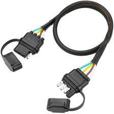 Tecreddy 4 Pin Trailer Wire Extension, 24 inch, 4 Way Flat Light 2Ft