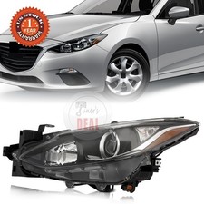 Left Driver Side Halogen Headlight Fit 2014 2015 2016 Mazda 3 Projector Black Lh