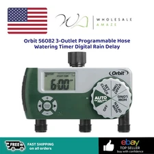 Orbit 56082 3-Outlet Programmable Hose Watering Timer Digital Rain Delay
