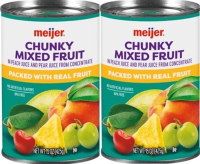 Chunky Mixed Fruit in 100% Fruit Packed with real fruit  (2 Cans 15 oz each Can)