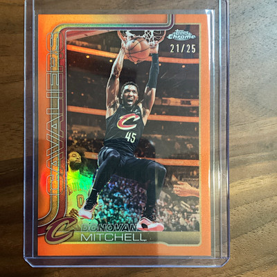 2025-26 Topps Chrome Update Donovan Mitchell Orange Refractor /25 Cavaliers