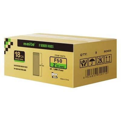 meite 18 Gauge Brad Finish Nails 1/2'' to 2'' Galvanized F Series Bluk Case