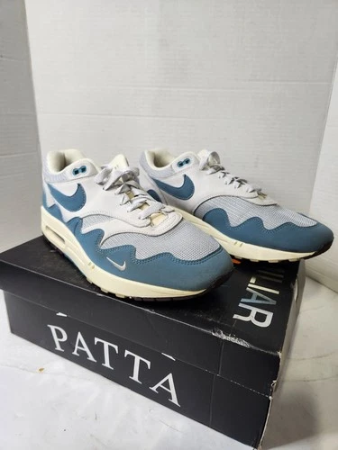 Size 11.5 - Nike Air Max 1 Patta Waves Metallic Silver Noise Aqua