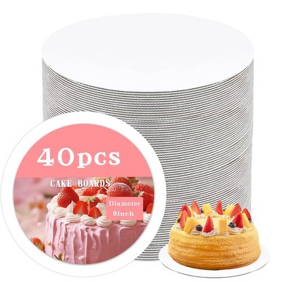 40 Pcs 9inch White Cake Boards,Cake Boards 9 inches Round,Food-Graded Corruga...