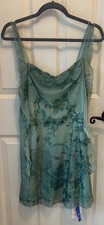 Women's Cider Green Frilly Floral Mini Dress Size L