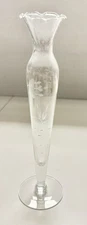 Vintage Princess House Heritage 10” Bud Vase fluted ruffled edge etched crystal 