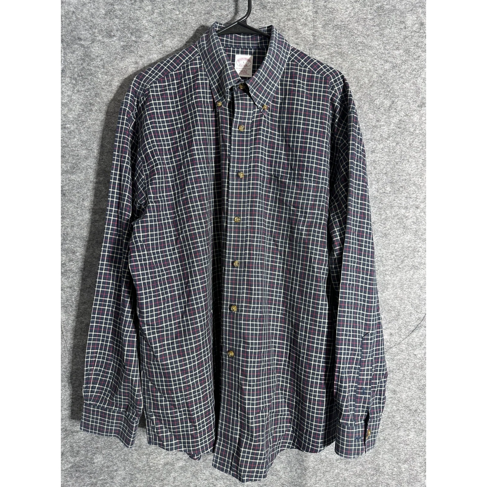 Brooks Brothers Original Button Down Shirt Mens L Plaid Long Sleeve Designer