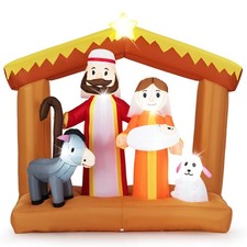 6 FT Christmas Inflatables Nativity Scene Decoration w/Built-in LED Lights