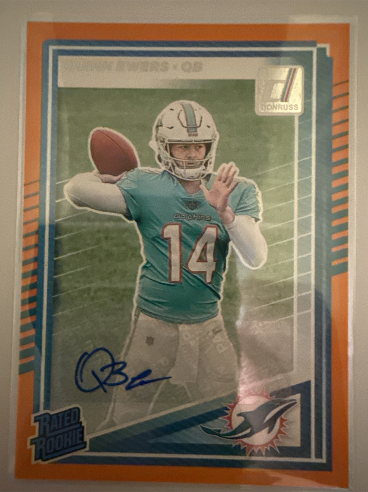 2025 Panini Donruss #342 Quinn Ewers Rated Rookie Orange Autographs (AU, RC)