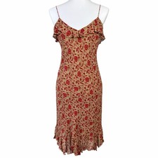 Vintage Y2K Ralph Lauren Dress Large Midi Romantic Fairy Floral Slip Ruffle Boho