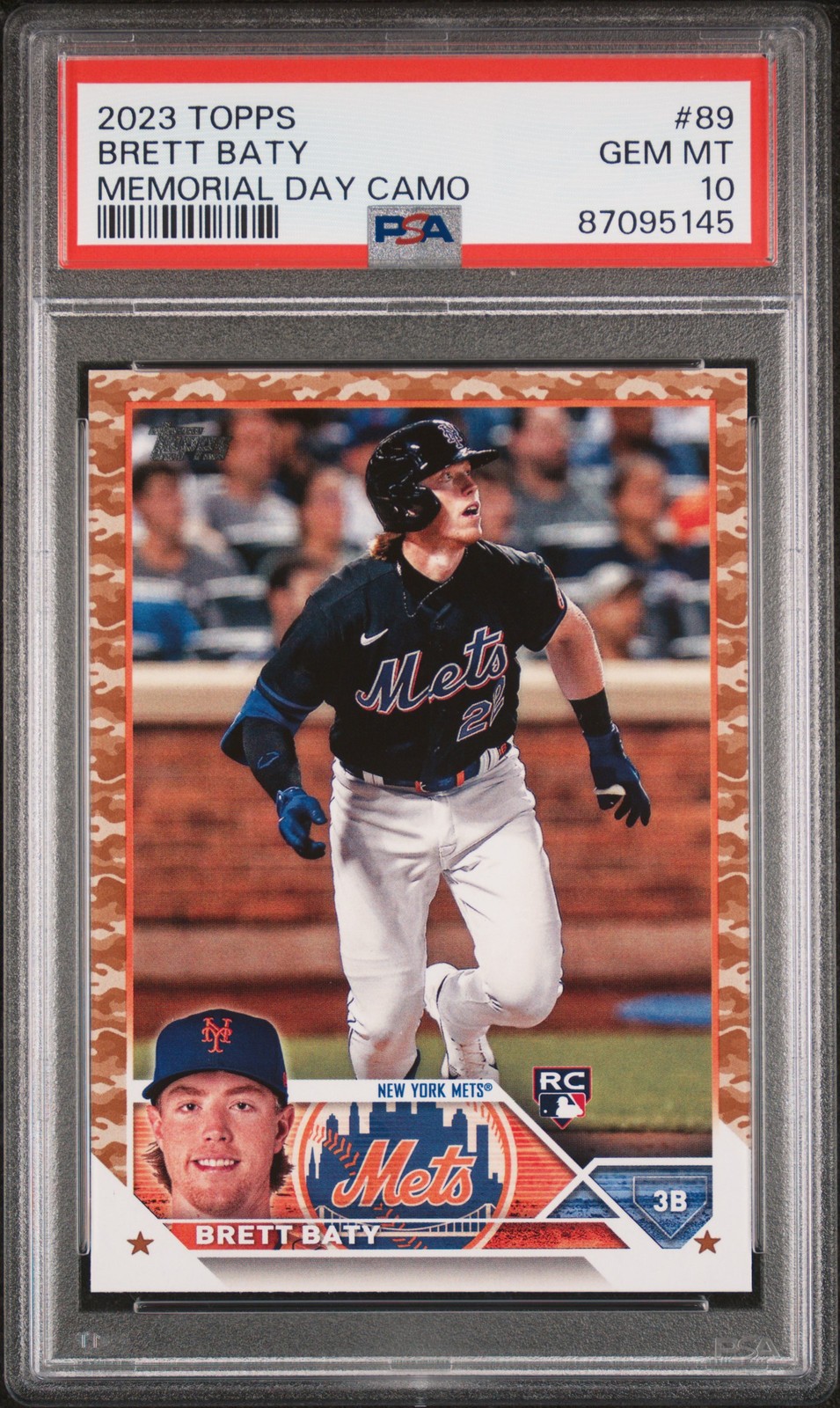 2023 TOPPS MEMORIAL DAY CAMO #89 BRETT BATY ROOKIE RC 15/25 PSA 10