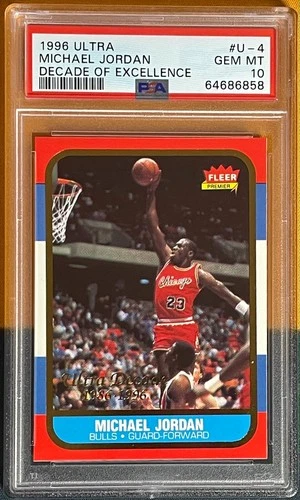 1996 FLEER ULTRA DECADE OF EXCELLENCE MICHAEL JORDAN CARD PSA 10 GEM MINT #U-4