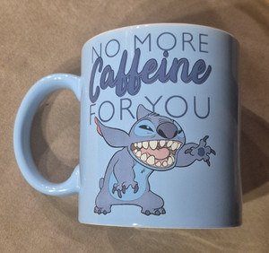 NEW Disney Stitch - No More Caffeine For You! Double-Sided Ceramic Mug - 20 ozs