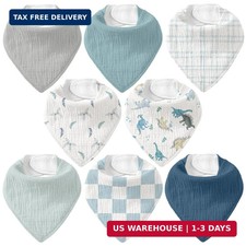 Muslin Baby Bibs 8 Pack, Baby Bandana Drool Bib for Drooling and Teething, Cotto